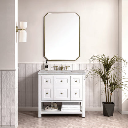 James Martin - Breckenridge 36" Single Vanity, Bright White w/ 3 CM Victorian Silver Top - 330-V36-BW-3VSL view 3