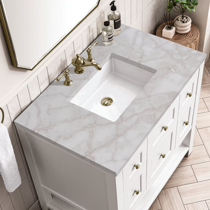 James Martin - Breckenridge 36" Single Vanity, Bright White w/ 3 CM Victorian Silver Top - 330-V36-BW-3VSL view 7