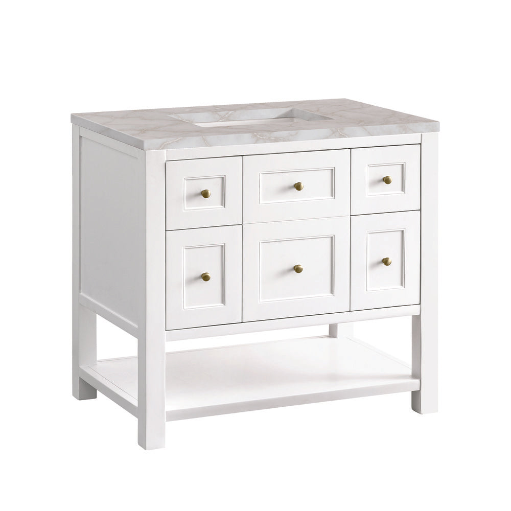 James Martin - Breckenridge 36" Single Vanity, Bright White w/ 3 CM Victorian Silver Top - 330-V36-BW-3VSL view 10