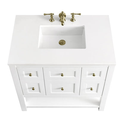 James Martin - Breckenridge 36" Single Vanity, Bright White w/ 3 CM White Zeus Top - 330-V36-BW-3WZ view 9