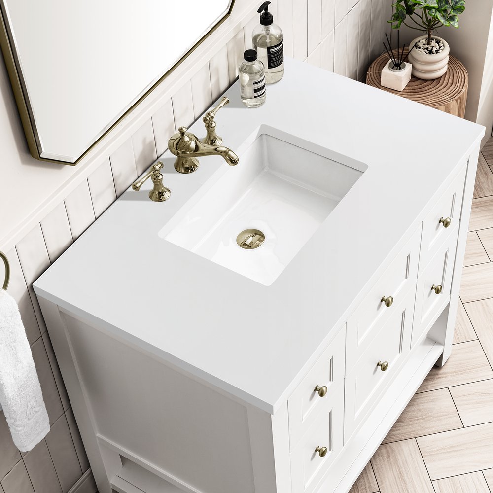 James Martin - Breckenridge 36" Single Vanity, Bright White w/ 3 CM White Zeus Top - 330-V36-BW-3WZ view 10
