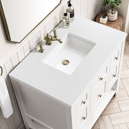 James Martin - Breckenridge 36" Single Vanity, Bright White w/ 3 CM White Zeus Top - 330-V36-BW-3WZ view 10