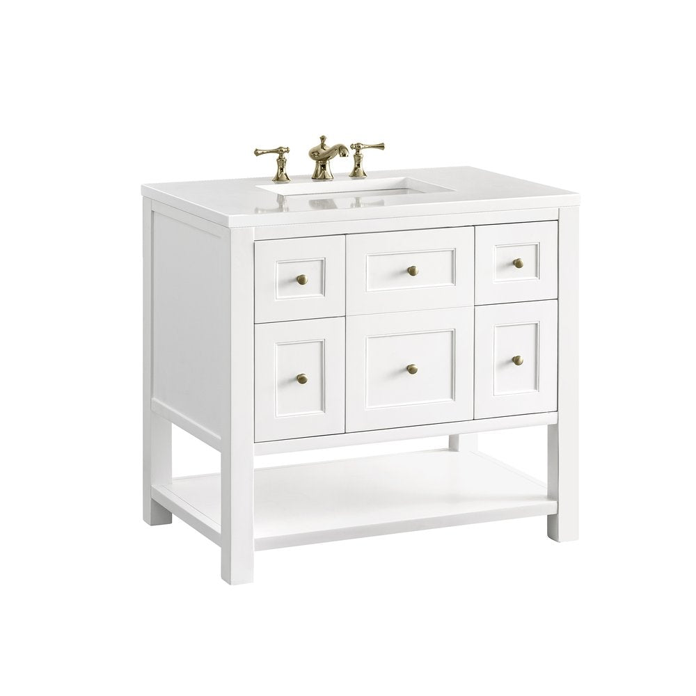 James Martin - Breckenridge 36" Single Vanity, Bright White w/ 3 CM White Zeus Top - 330-V36-BW-3WZ view 14