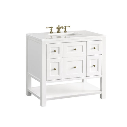James Martin - Breckenridge 36" Single Vanity, Bright White w/ 3 CM White Zeus Top - 330-V36-BW-3WZ view 14