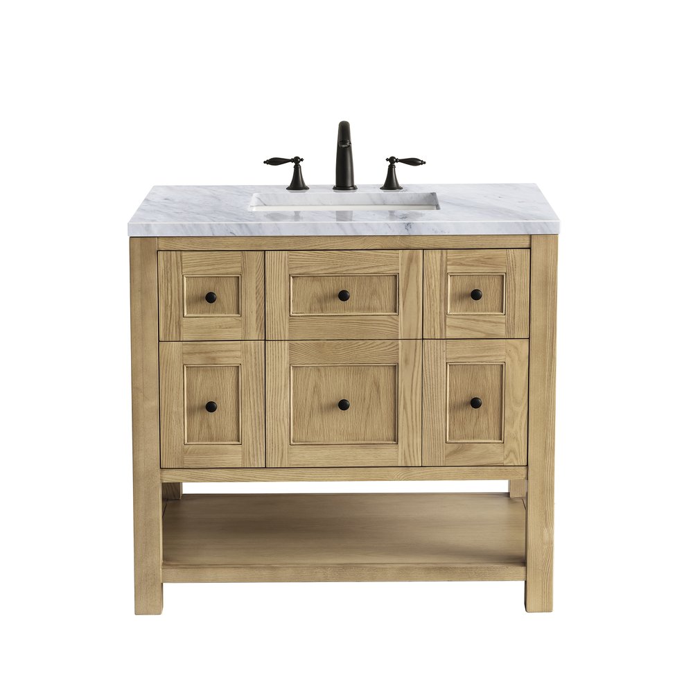 James Martin - Breckenridge 36" Single Vanity, Light Natural Oak w/ 3 CM Carrara Marble Top - 330-V36-LNO-3CAR view 1