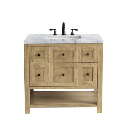 James Martin - Breckenridge 36" Single Vanity, Light Natural Oak w/ 3 CM Carrara Marble Top - 330-V36-LNO-3CAR view 1