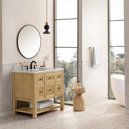 James Martin - Breckenridge 36" Single Vanity, Light Natural Oak w/ 3 CM Eternal Jasmine Pearl Top - 330-V36-LNO-3EJP view 4