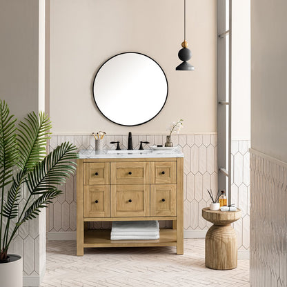 James Martin - Breckenridge 36" Single Vanity, Light Natural Oak w/ 3 CM Ethereal Noctis Top - 330-V36-LNO-3ENC view 3