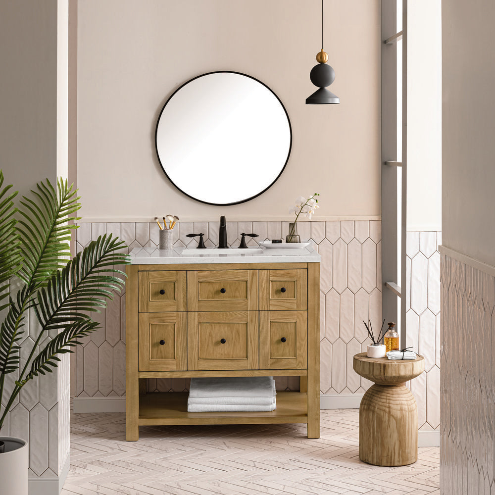 James Martin - Breckenridge 36" Single Vanity, Light Natural Oak w/ 3 CM Lime Delight Top - 330-V36-LNO-3LDL view 3
