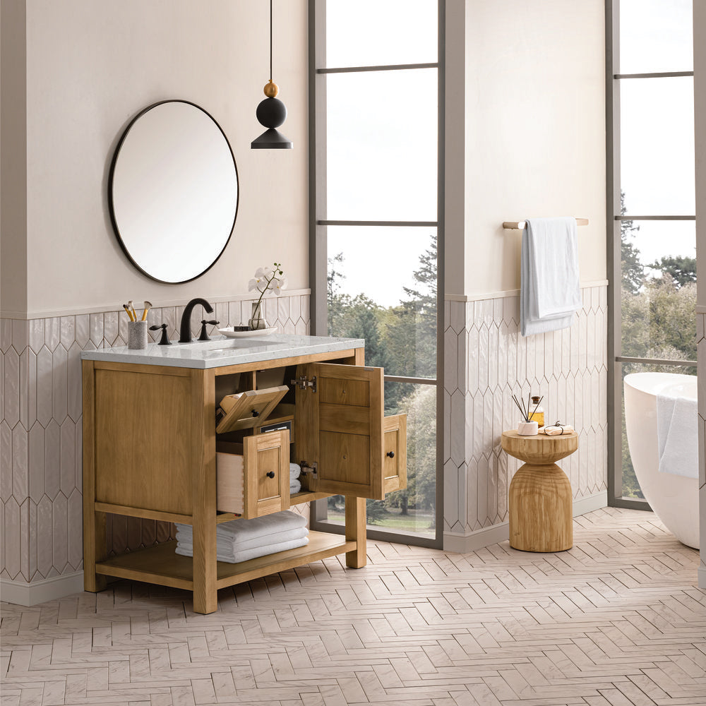 James Martin - Breckenridge 36" Single Vanity, Light Natural Oak w/ 3 CM Lime Delight Top - 330-V36-LNO-3LDL view 5