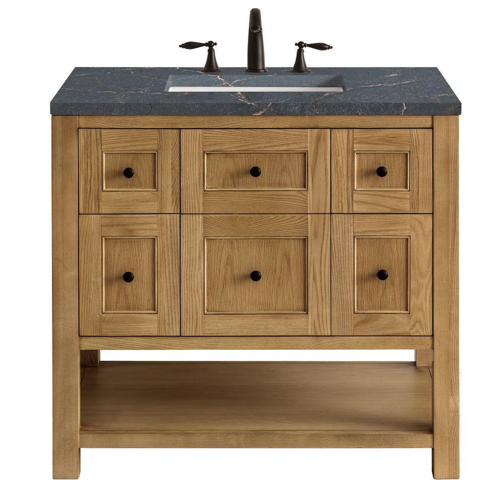 James Martin - Breckenridge 36" Single Vanity, Light Natural Oak w/ 3 CM Parisien Bleu Top - 330-V36-LNO-3PBL view 1