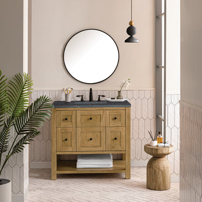 James Martin - Breckenridge 36" Single Vanity, Light Natural Oak w/ 3 CM Parisien Bleu Top - 330-V36-LNO-3PBL view 3