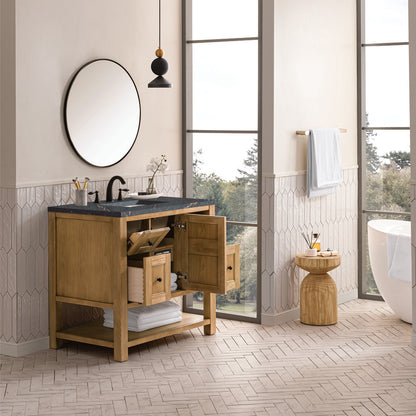 James Martin - Breckenridge 36" Single Vanity, Light Natural Oak w/ 3 CM Parisien Bleu Top - 330-V36-LNO-3PBL view 5