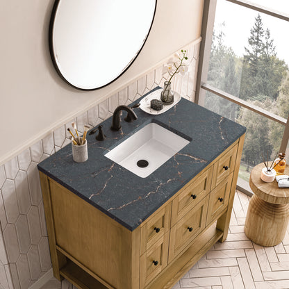 James Martin - Breckenridge 36" Single Vanity, Light Natural Oak w/ 3 CM Parisien Bleu Top - 330-V36-LNO-3PBL view 7