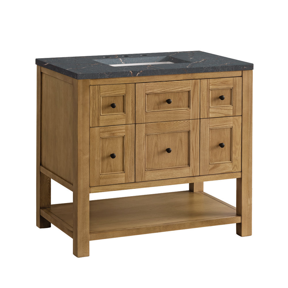 James Martin - Breckenridge 36" Single Vanity, Light Natural Oak w/ 3 CM Parisien Bleu Top - 330-V36-LNO-3PBL view 10