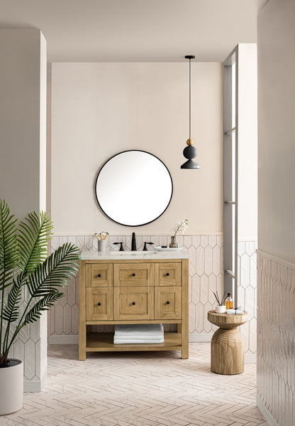 James Martin - Breckenridge 36" Single Vanity, Light Natural Oak, w/ 3 CM Siberian Silestone Top - 330-V36-LNO-3SFR view 4
