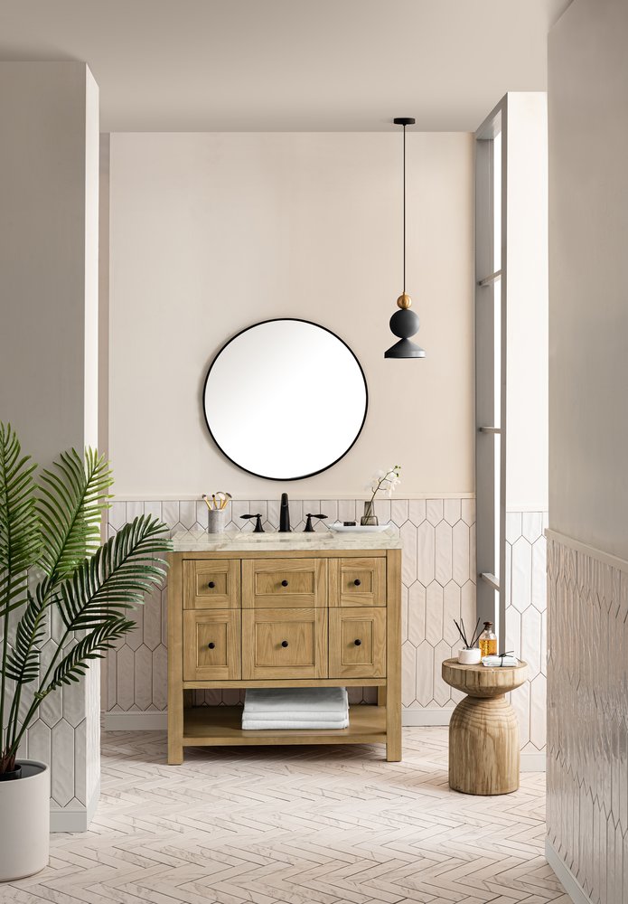 James Martin - Breckenridge 36" Single Vanity, Light Natural Oak, w/ 3 CM Tajnar Eclos Top - 330-V36-LNO-3TJR view 4
