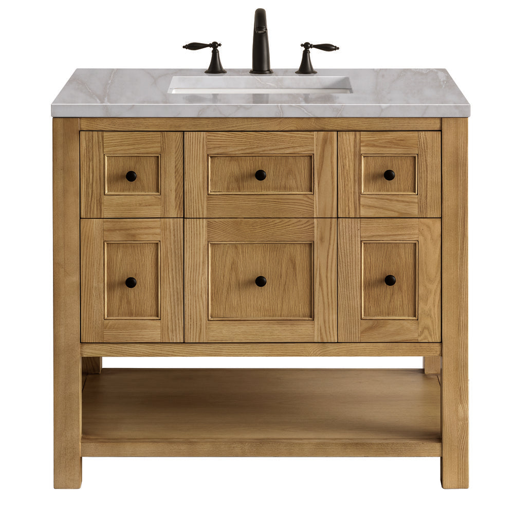 James Martin - Breckenridge 36" Single Vanity, Light Natural Oak w/ 3 CM Victorian Silver Top - 330-V36-LNO-3VSL view 1