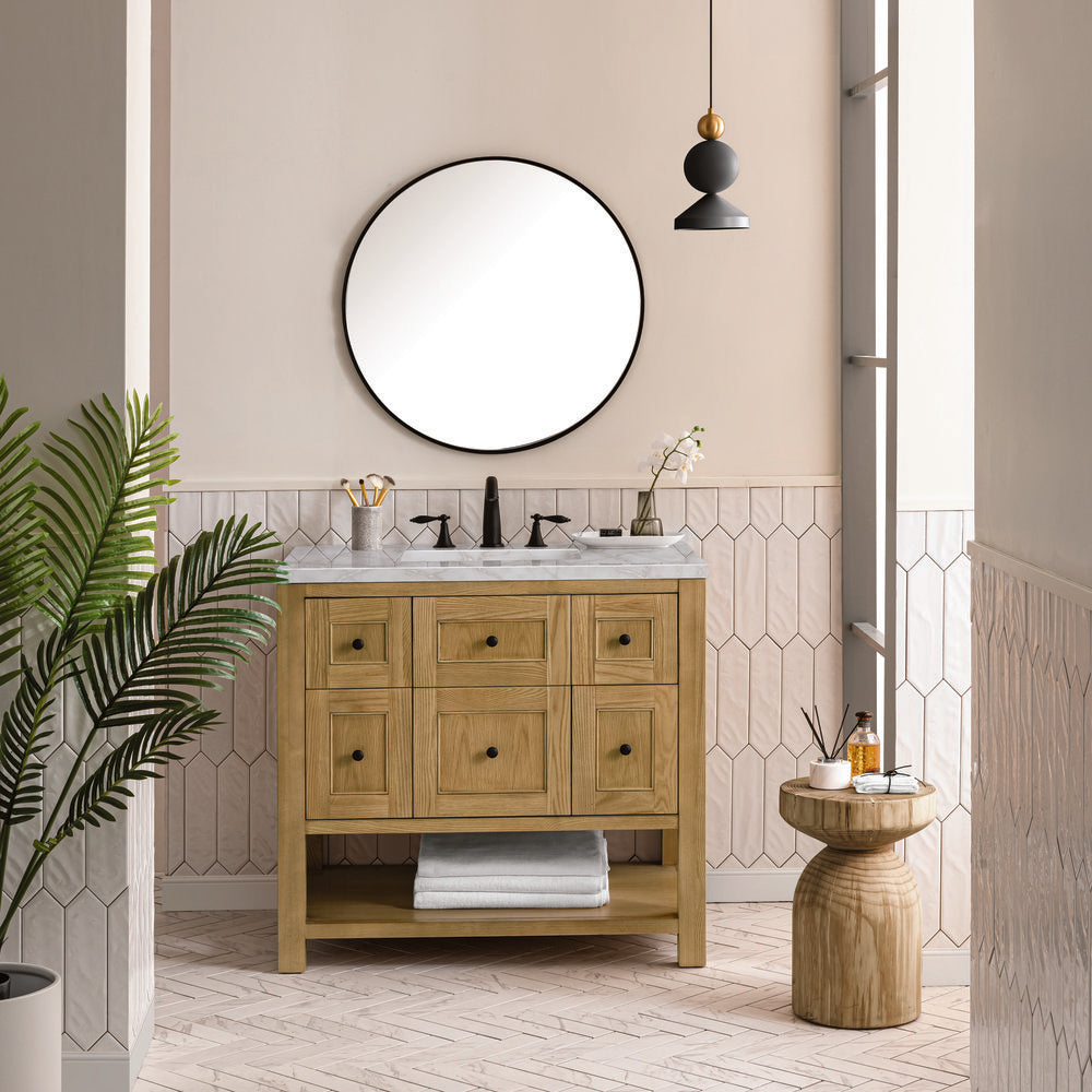 James Martin - Breckenridge 36" Single Vanity, Light Natural Oak w/ 3 CM Victorian Silver Top - 330-V36-LNO-3VSL view 3