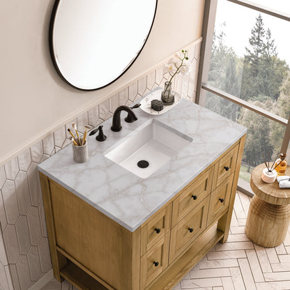 James Martin - Breckenridge 36" Single Vanity, Light Natural Oak w/ 3 CM Victorian Silver Top - 330-V36-LNO-3VSL view 7