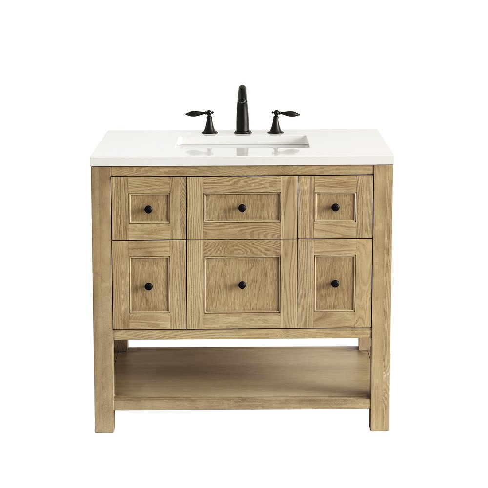 James Martin - Breckenridge 36" Single Vanity, Light Natural Oak w/ 3 CM White Zeus Top - 330-V36-LNO-3WZ view 1