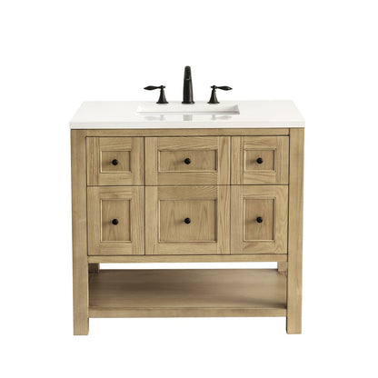 James Martin - Breckenridge 36" Single Vanity, Light Natural Oak w/ 3 CM White Zeus Top - 330-V36-LNO-3WZ view 1