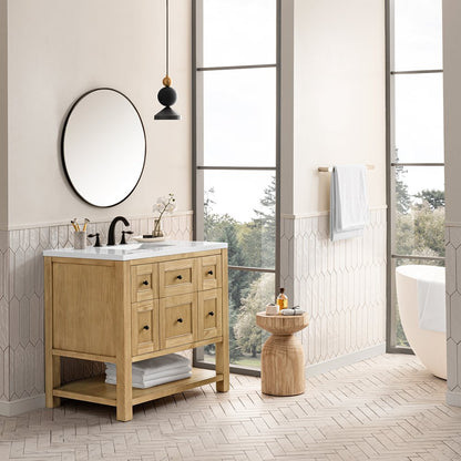 James Martin - Breckenridge 36" Single Vanity, Light Natural Oak w/ 3 CM White Zeus Top - 330-V36-LNO-3WZ view 4