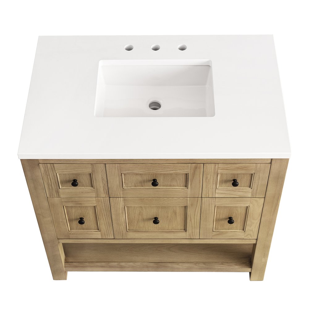 James Martin - Breckenridge 36" Single Vanity, Light Natural Oak w/ 3 CM White Zeus Top - 330-V36-LNO-3WZ view 7