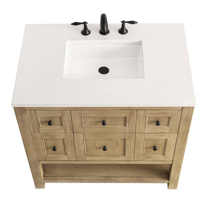 James Martin - Breckenridge 36" Single Vanity, Light Natural Oak w/ 3 CM White Zeus Top - 330-V36-LNO-3WZ view 8