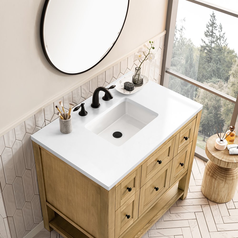 James Martin - Breckenridge 36" Single Vanity, Light Natural Oak w/ 3 CM White Zeus Top - 330-V36-LNO-3WZ view 9