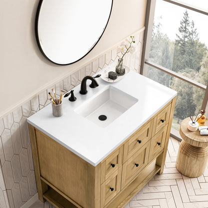 James Martin - Breckenridge 36" Single Vanity, Light Natural Oak w/ 3 CM White Zeus Top - 330-V36-LNO-3WZ view 9