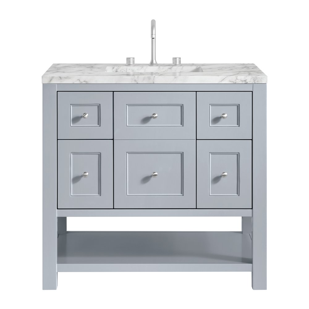 James Martin - Breckenridge 36" Single Vanity, Serenity Blue, w/ 3 CM Carrara Marble Top - 330-V36-SRB-3CAR view 1