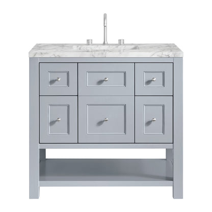 James Martin - Breckenridge 36" Single Vanity, Serenity Blue, w/ 3 CM Carrara Marble Top - 330-V36-SRB-3CAR view 1