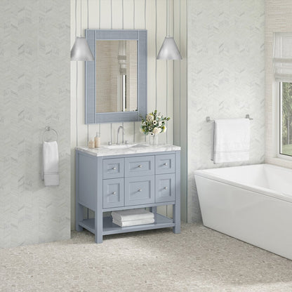 James Martin - Breckenridge 36" Single Vanity, Serenity Blue, w/ 3 CM Carrara Marble Top - 330-V36-SRB-3CAR view 4