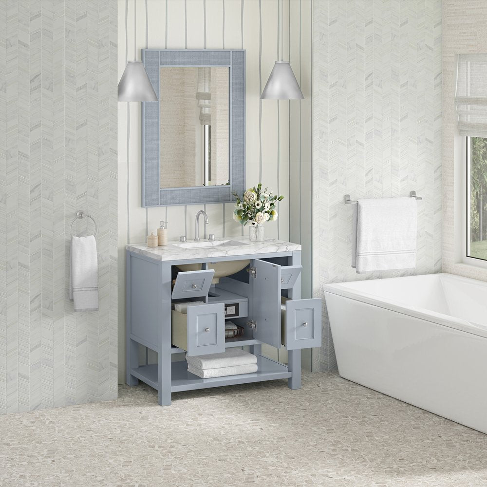 James Martin - Breckenridge 36" Single Vanity, Serenity Blue, w/ 3 CM Carrara Marble Top - 330-V36-SRB-3CAR view 5