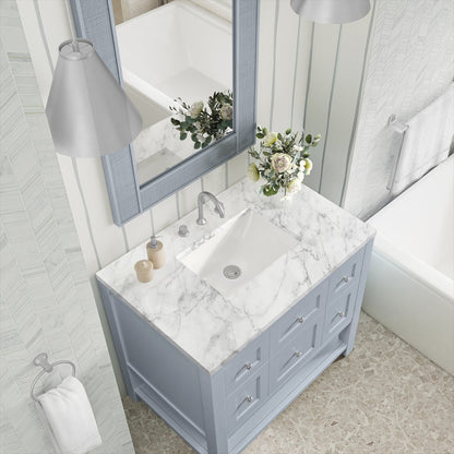 James Martin - Breckenridge 36" Single Vanity, Serenity Blue, w/ 3 CM Carrara Marble Top - 330-V36-SRB-3CAR view 7