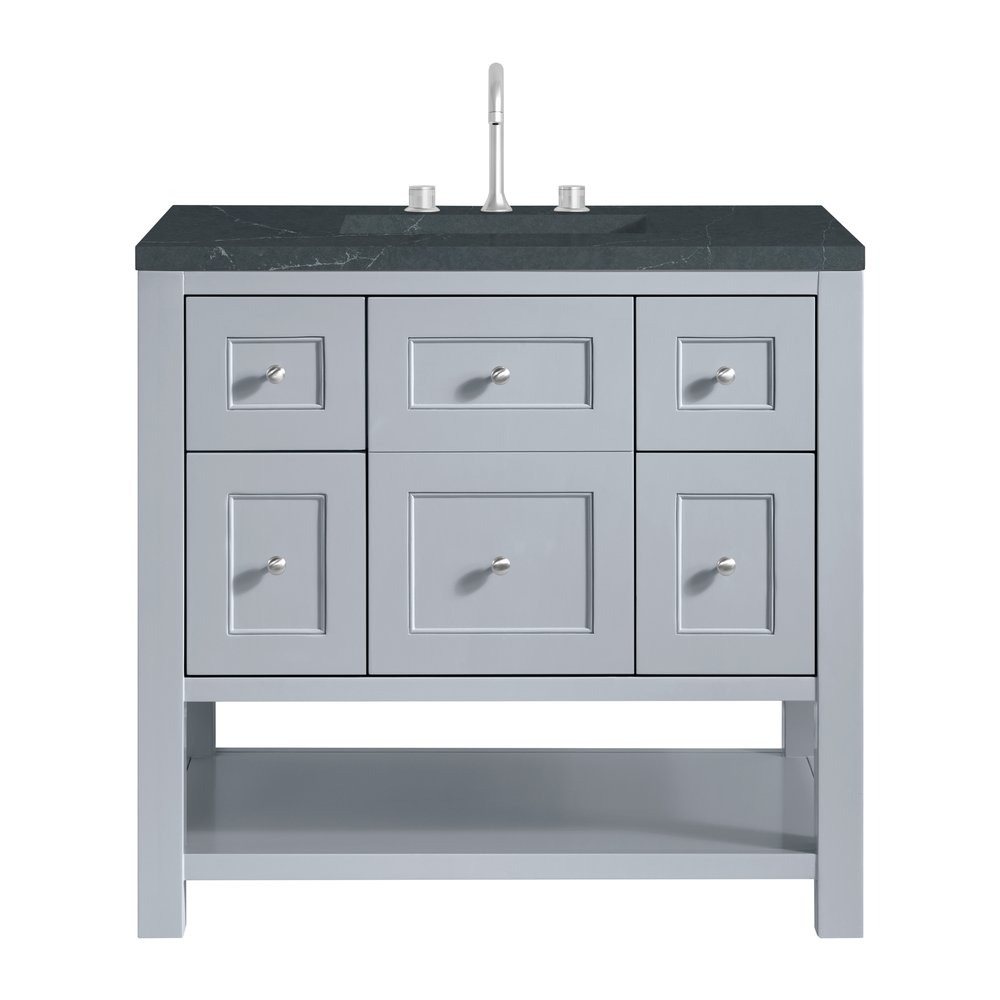 James Martin - Breckenridge 36" Single Vanity, Serenity Blue, w/ 3 CM Charcoal Soapstone Quartz Top - 330-V36-SRB-3CSP view 1