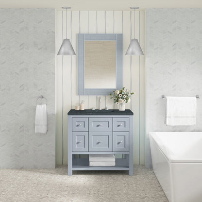 James Martin - Breckenridge 36" Single Vanity, Serenity Blue, w/ 3 CM Charcoal Soapstone Quartz Top - 330-V36-SRB-3CSP view 3