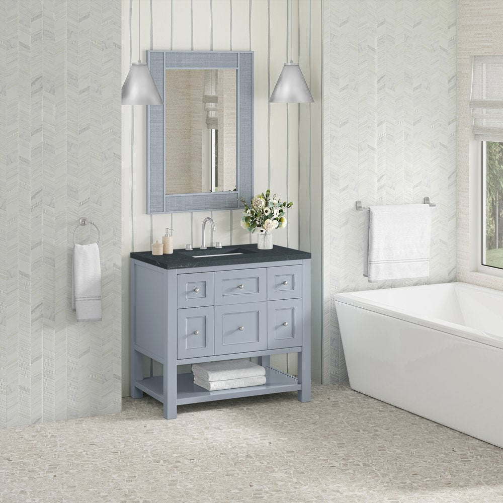 James Martin - Breckenridge 36" Single Vanity, Serenity Blue, w/ 3 CM Charcoal Soapstone Quartz Top - 330-V36-SRB-3CSP view 4