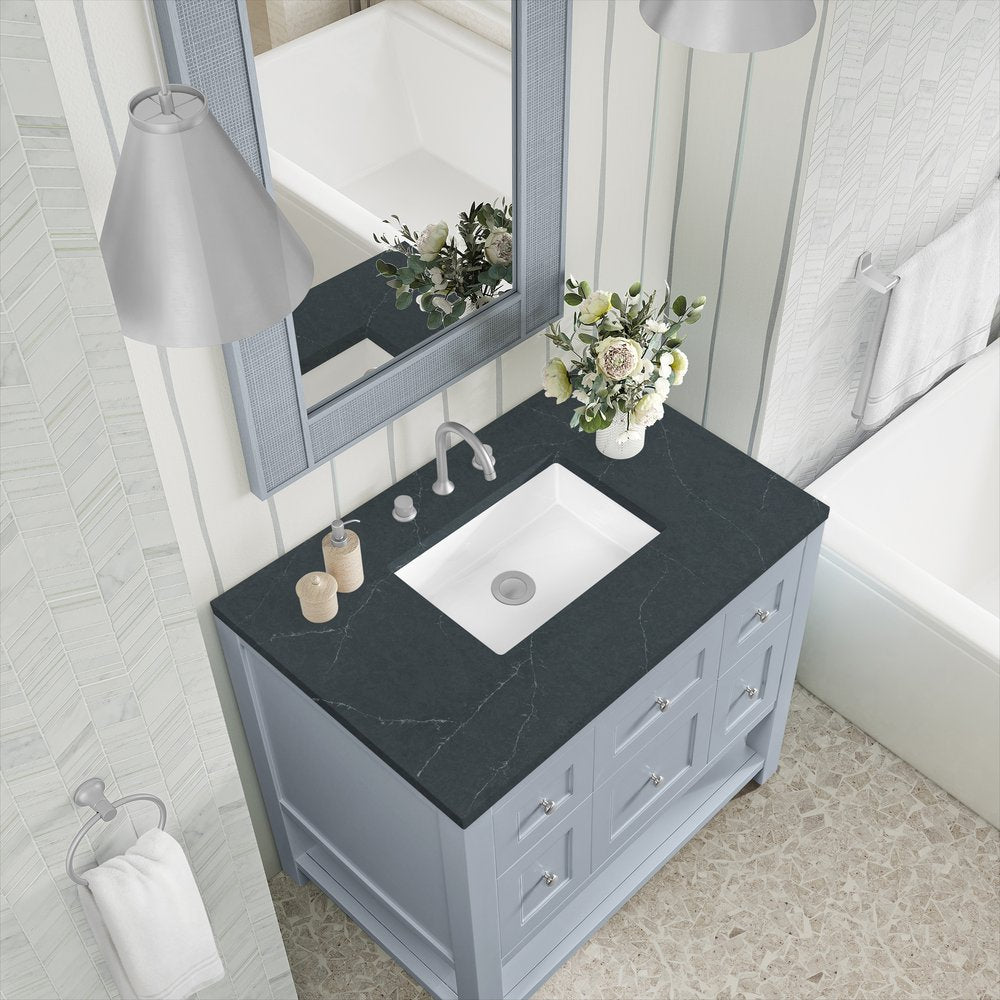 James Martin - Breckenridge 36" Single Vanity, Serenity Blue, w/ 3 CM Charcoal Soapstone Quartz Top - 330-V36-SRB-3CSP view 7