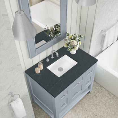 James Martin - Breckenridge 36" Single Vanity, Serenity Blue, w/ 3 CM Charcoal Soapstone Quartz Top - 330-V36-SRB-3CSP view 7