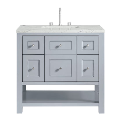 James Martin - Breckenridge 36" Single Vanity, Serenity Blue, w/ 3 CM Ethereal Noctis Quartz Top - 330-V36-SRB-3ENC view 1