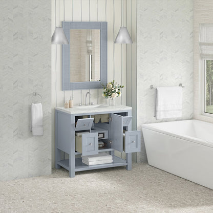 James Martin - Breckenridge 36" Single Vanity, Serenity Blue, w/ 3 CM Ethereal Noctis Quartz Top - 330-V36-SRB-3ENC view 5