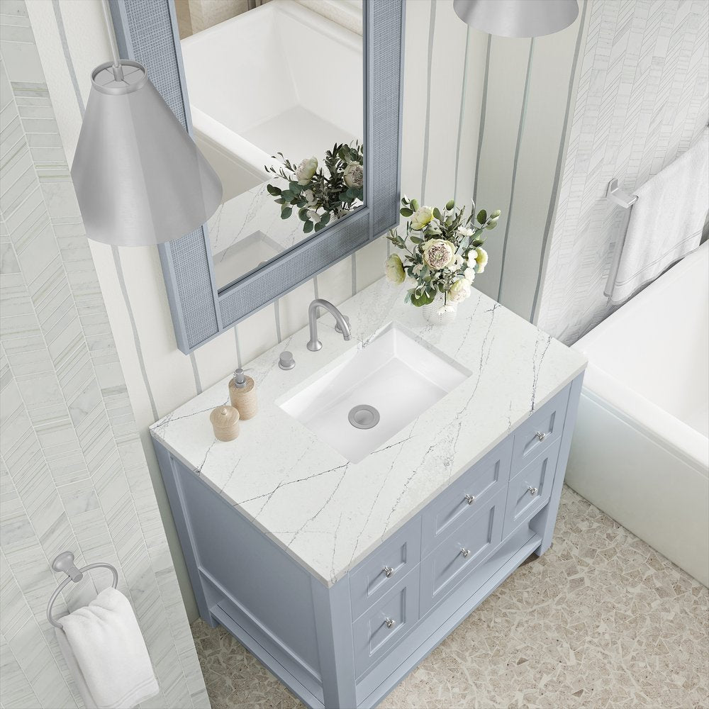 James Martin - Breckenridge 36" Single Vanity, Serenity Blue, w/ 3 CM Ethereal Noctis Quartz Top - 330-V36-SRB-3ENC view 7