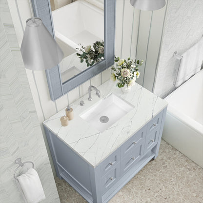 James Martin - Breckenridge 36" Single Vanity, Serenity Blue, w/ 3 CM Ethereal Noctis Quartz Top - 330-V36-SRB-3ENC view 7