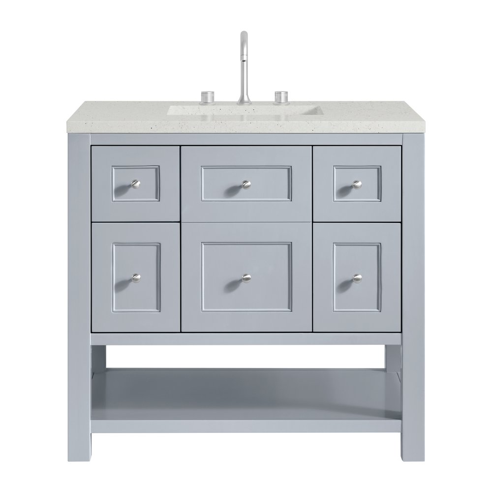 James Martin - Breckenridge 36" Single Vanity, Serenity Blue, w/ 3 CM Lime Delight Quartz Top - 330-V36-SRB-3LDL view 1