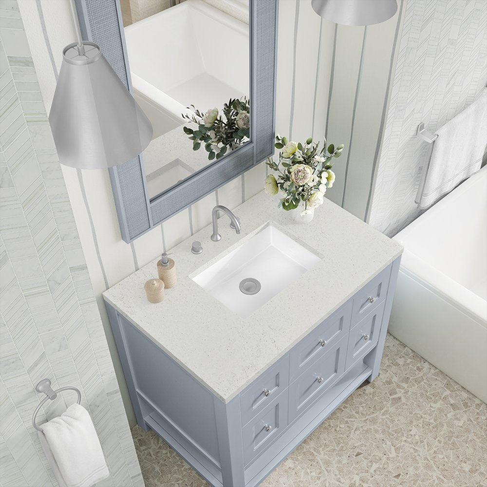 James Martin - Breckenridge 36" Single Vanity, Serenity Blue, w/ 3 CM Lime Delight Quartz Top - 330-V36-SRB-3LDL view 7