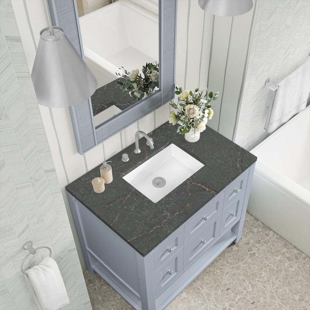 James Martin - Breckenridge 36" Single Vanity, Serenity Blue, w/ 3 CM Parisien Bleu Quartz Top - 330-V36-SRB-3PBL view 7
