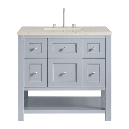 James Martin - Breckenridge 36" Single Vanity, Serenity Blue, w/ 3 CM Siberian Silestone Top - 330-V36-SRB-3SFR view 1