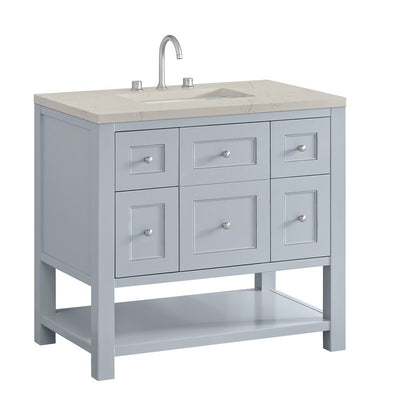 James Martin - Breckenridge 36" Single Vanity, Serenity Blue, w/ 3 CM Siberian Silestone Top - 330-V36-SRB-3SFR view 10